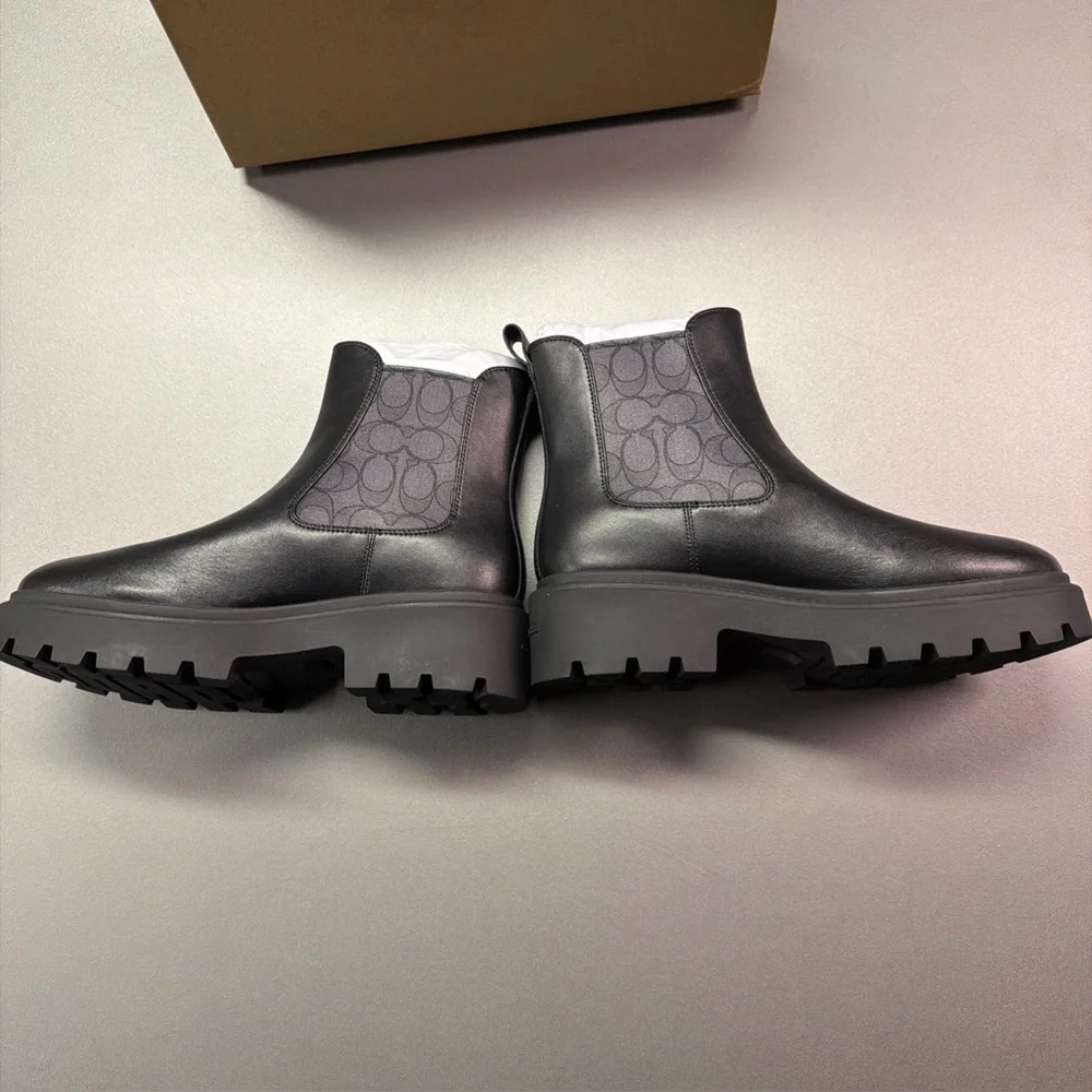 Coach Colson Signature‎ Pull On Boot Men's Size 9B Leather Ankle Graphite/Black